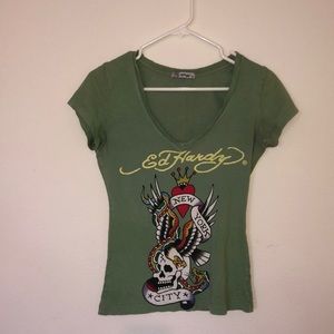 ED HARDY - V NECK SIGNATURE TEE